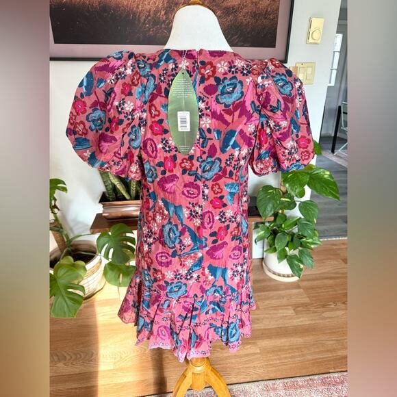 Farm Rio Blush Floral Birds Mini Dress - Picture 6 of 7